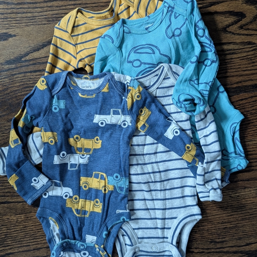 Kids Long Sleeve Bodysuit Set - Blue, Yellow, Gray